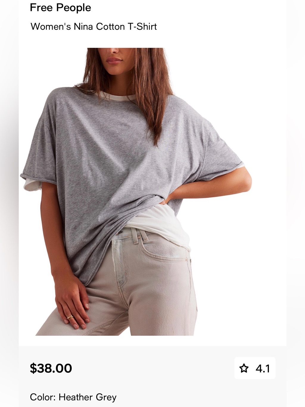 Free People (2 Set) Heather Grey & Charcoal Relaxed Cotton Short-Sleeve Tee